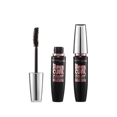 MAYBELLINE HYPERCURL VOLUM EYE - MASCARA WATERPROOF Hitam Tutup Silver