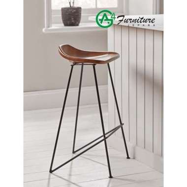 Bar Stool Kombinasi Kaki Besi Kayu Jati