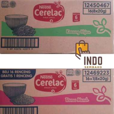 Nestle cerelac sachet Beras Merah /Kacang Hijau 16 x 8 x 20g Dus/Nestle Cerelac sachet 16 x 8 x 20g 