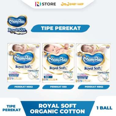 MamyPoko Royal Soft Perekat NB52/NB62/S60/M56 1 Ball - New Born/Bayi Baru Lahir RS PREKAT NB52 1BALL
