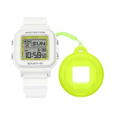 Jam Tangan Wanita Casio Baby-G + Plus BGD-10K-7DR 30th Anniversary Digital Dial White Resin Band + C