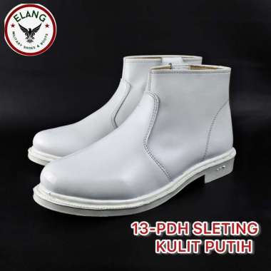 MIVSSO Sepatu PDH Sleting Putih Doff Sol Hitam Sepatu Dinas sepatu TNI Sepatu Polri 40