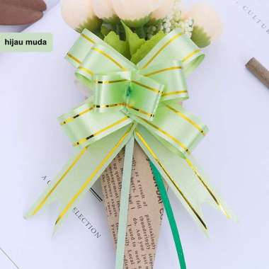 aiGooTan - PITA TARIK LIST EMAS - Serut Parcel Kado Souvenir Suvenir Hiasan Lis Ribbon Pull Gold NO.