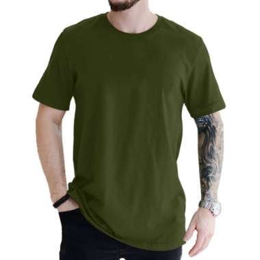 Jerrico Kaos Polos Lengan Pendek - Pakaian Distro Cowok - Baju Atasan cowok L Hijau Army