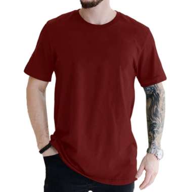 Jerrico Kaos Polos Lengan Pendek - Pakaian Distro Cowok - Baju Atasan cowok XXL Marun