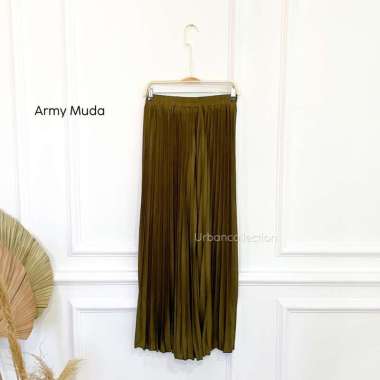 Rok Plisket Wanita / Rok RempeL 100 CM / Rok Lipet / Rok Plisket Panjang Army muda