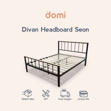 Domi Tempat Tidur Dipan Set Seon / DIY Box Easy Assembly / Ranjang Besi dan Kayu / Divan Sandaran 12