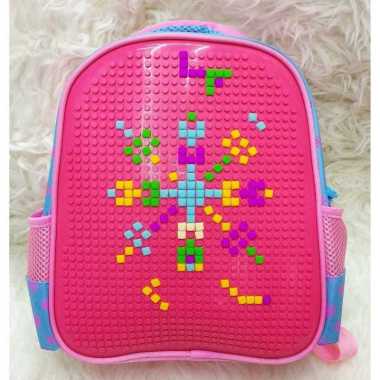 TAS LEGGO RANSEL SEKOLAH ANAK MAKE UR LEGGO B888 Pink Muda Kombi Biru