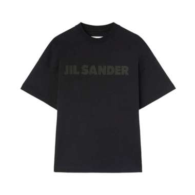 [12.12 Dealcember] Jil Sander Logo Printed Oversized Crew Neck Jersey T-Shirt Black Women M Black