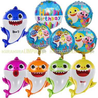 Balon Foil Karakter JUMBO Tema Baby Shark Hiu Dekorasi Ulang Tahun Kuning