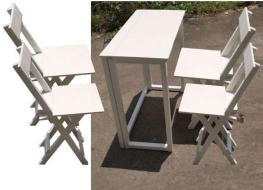 Meja Lipat 80x50 cm Tinggi 75 cm + 4 Kursi Lipat Set