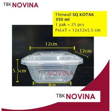 [ECER ]Thinwall 350ml / 500ml / 750 SQUARE KOTAK KECIL food container box tempat makan plastik recta