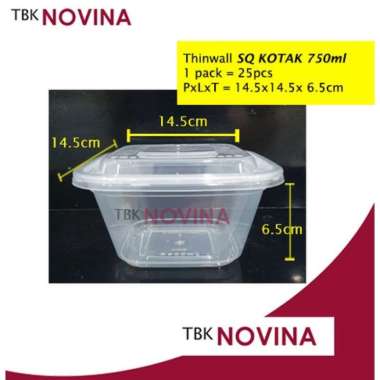 [ECER ]Thinwall 350ml / 500ml / 750 SQUARE KOTAK KECIL food container box tempat makan plastik recta