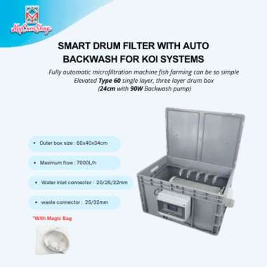 DRUM MICROFILTER MACHINE AUTOMATIC BACKWASH FOR KOI BOX FILTRATION SYTEM Type 40 (19cm)