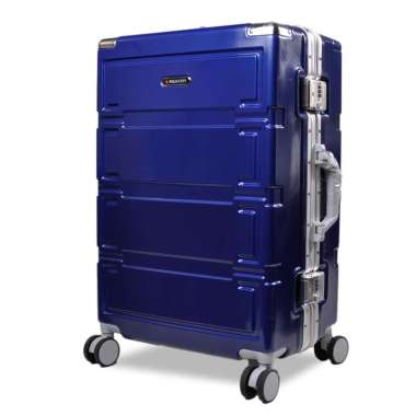 Koper Hardcase Aluminum Polo City No Zipper Size Bagasi 24 Inch - 7002 Blue