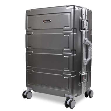 Koper Hardcase Aluminum Polo City No Zipper Size Bagasi 24 Inch - 7002 Dark Grey