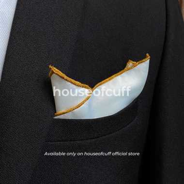 Houseofcuff pocket square handkerchief sapu tangan putih list moca 40x40
