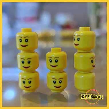 LEGO PARTS 3626pb0205 - Head Yellow Female Reddish Brown Eyebrows Black Single Eyelashes Red Lips Wi
