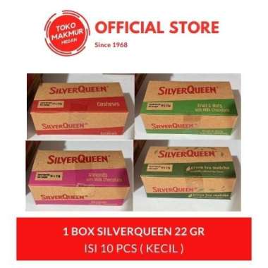1 BOX SILVERQUEEN 22 GR ISI 10 PCS - COKLAT MATCHA GREENTEA