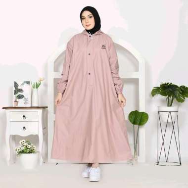 Jas Hujan Wanita Dewasa Gamis Muslimah Premium XXL Biru navy