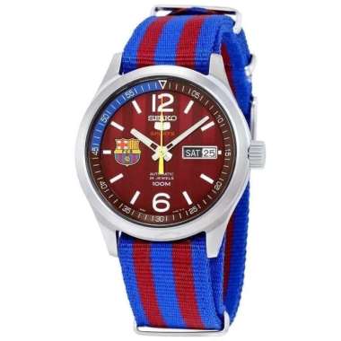 Seiko 5 Sports SRP305K1 Barcelona Automatic Red Patterned Dial Dual Tone Nylon Strap