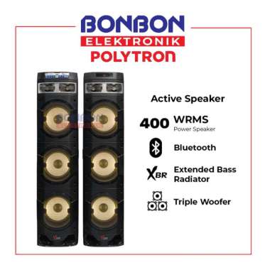 Polytron Active Speaker PAS 10DF38 / 10DF38 / PAS-10DF38 - Triple Woofer - Stereo Speaker with XBR
