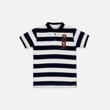 Polo Shirt/ Kaos Polo Anak Laki/ Rodeo Junior Navy white Stripe 12 tahun