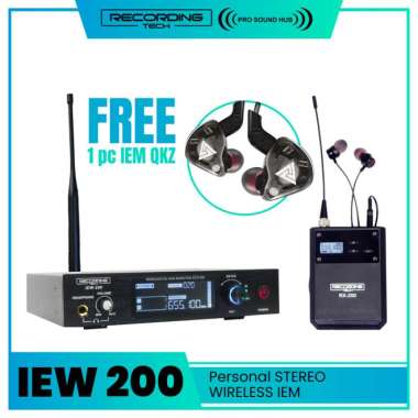 RECORDING TECH IEW-200 IEW200 WIRELESS STEREO IEM IN EAR MONITOR UHF Full Set