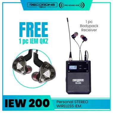 RECORDING TECH IEW-200 IEW200 WIRELESS STEREO IEM IN EAR MONITOR UHF RX Only