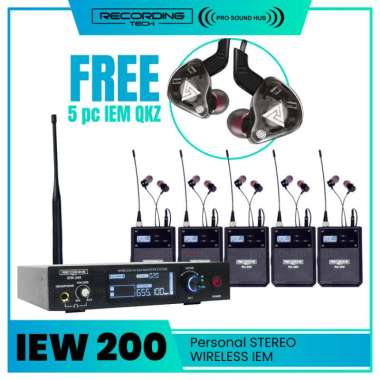 RECORDING TECH IEW-200 IEW200 WIRELESS STEREO IEM IN EAR MONITOR UHF 1 TX + 5 RX