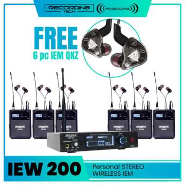 RECORDING TECH IEW-200 IEW200 WIRELESS STEREO IEM IN EAR MONITOR UHF 1 TX + 6 RX