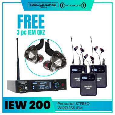 RECORDING TECH IEW-200 IEW200 WIRELESS STEREO IEM IN EAR MONITOR UHF 1 TX + 3 RX