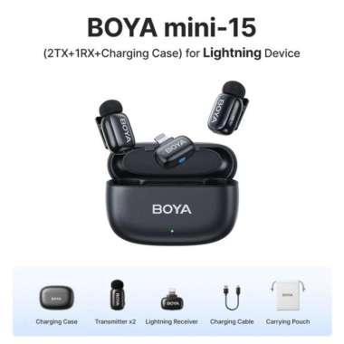 BOYA MINI Microphone dengan Fitur AI Pengubah Suara Port Lightning & USB Tipe C Kompatibel dengan Po
