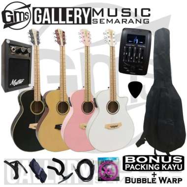 Gitar Akustik Elektrik Cole Clark Finger Maple Preamp Eq Prener New PAKET B Hitam