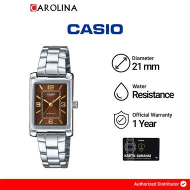 Jam Tangan Wanita Casio Tank General LTP-1234DD-5A Analog Dial Stainless Steel Band