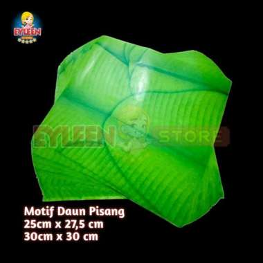 Kertas Bungkus Nasi Motif Laminasi Paper Wrap Anti Lengket 100 pcs Daun Pisang 25 x 27,5