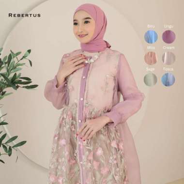 Tunik Raya Outer Brukat Rebertus Madina Cream