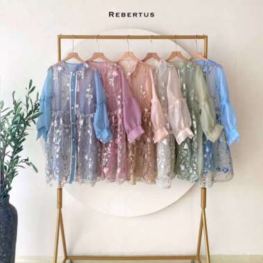 Tunik Raya Outer Brukat Rebertus Madina Biru
