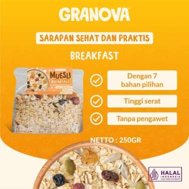 Granova - Breakfast Muesli Oat dengan Buah Kering & Kacang (Breakfast Muesli, Classic Muesli, Tropic