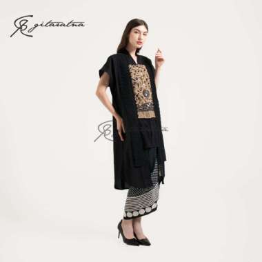 GITARATNA Jiva Tunik Batik Tenun Atasan Kerja Wanita Black