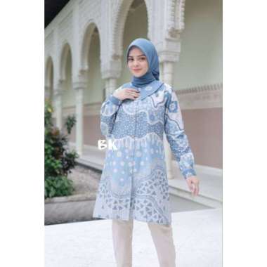Tunik Batik Soft Kancing Depan Full Real Pict Batik Soft Wanita Modern 3XL motif c