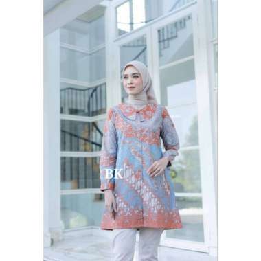 Tunik Batik Soft Kancing Depan Full Real Pict Batik Soft Wanita Modern XL motif d