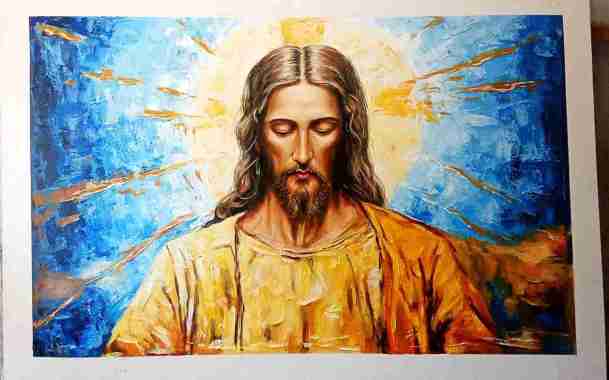 Lukisan Kanvas Tuhan Yesus: Karya Seni Religius dengan Nuansa Abstrak