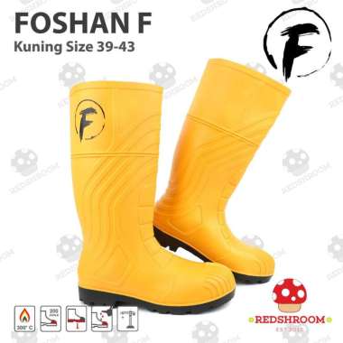 Sepatu Boot Tinggi FOSHAN F Series Safety Kuning Toe Cap Besi Anti Slip & Air Karet Lokal 40