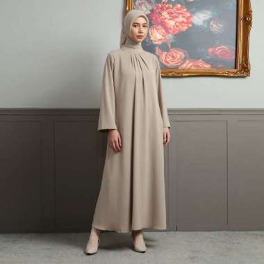 Lozy Hijab - Azura Dress (Abaya Dress Gamis Polos Haji dan umrah) Khaki