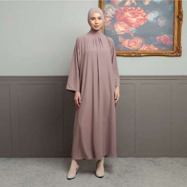 Lozy Hijab - Azura Dress (Abaya Dress Gamis Polos Haji dan umrah) Grey Cream