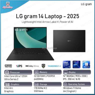 LG GRAM 14 LAPTOP 14Z90T ULTRA 7 255H 32GB RAM 1TB SSD INTEL ARC 14" IPS WUXGA