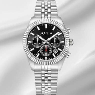 Jam Tangan Bonia BNB10845 Sapphire Stainless Steel Silver Black