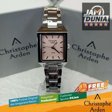 JAM TANGAN CHRISTOPHE ARDEN WANITA ORIGINAL SILVER PINK STAINLESS STEEL STRAP CAF100 CA F100 JAM ANA