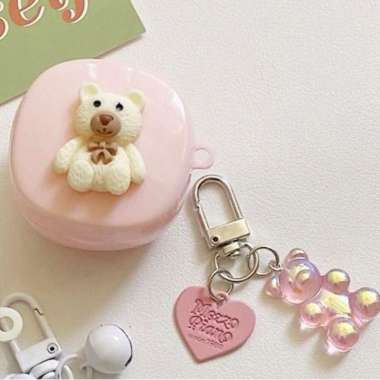 Softcase Baseus Caseus WM01/WM02 Premium Polos Warna Karakter Mewah Pink Bear WM01